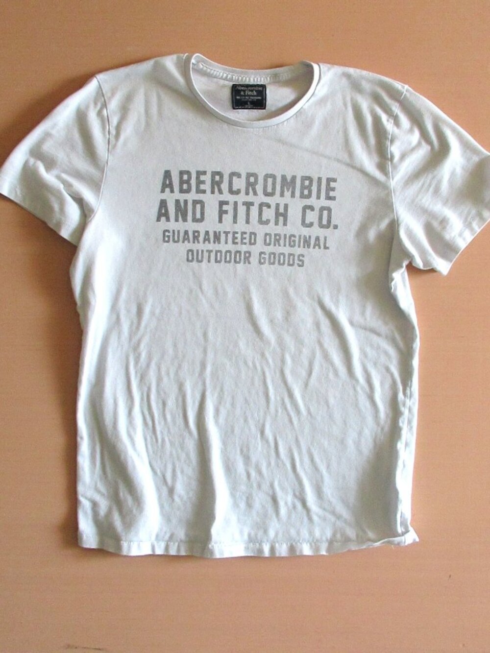 Abercrombie & Fitch Outdoor Goods Graphic Tee White‑Blue Cool Tone Size Large
